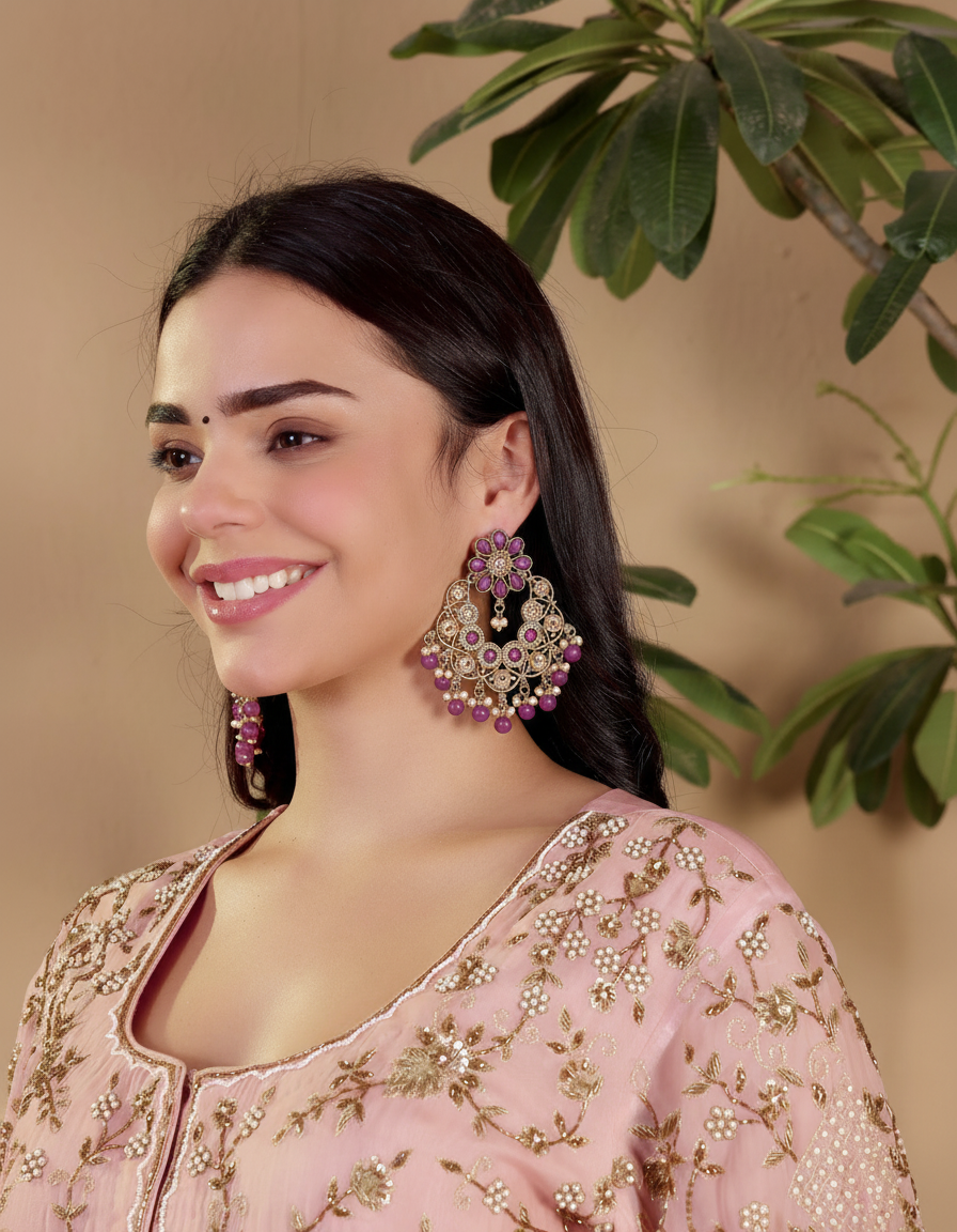 Gulroshan Mirror Chandbalis - Pabeena