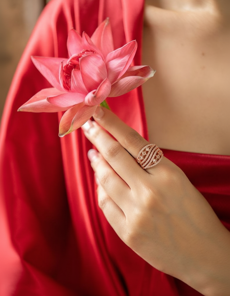 Aurielle Rose Band Ring - Pabeena