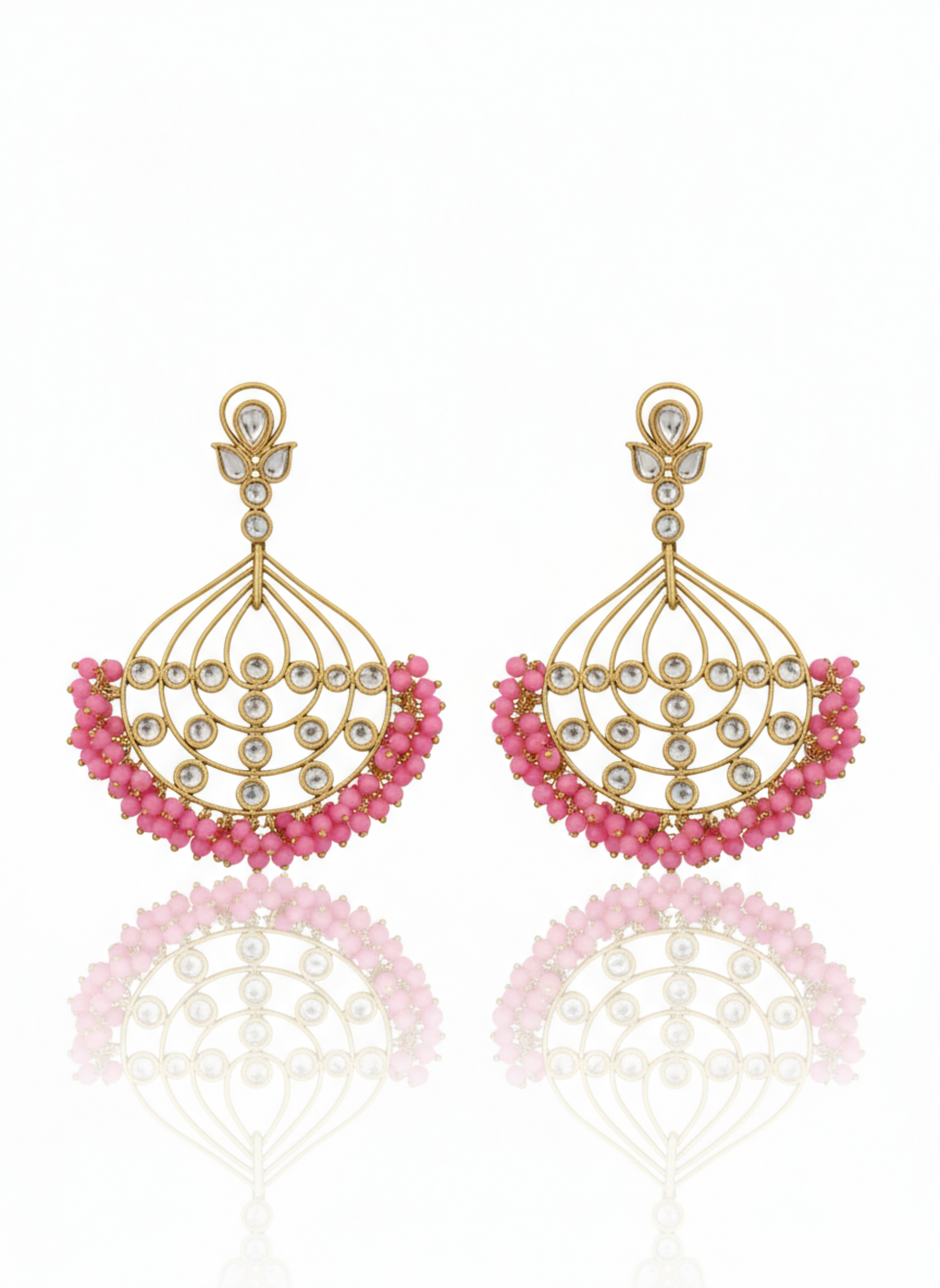 Rosy Meenakari Splendour Earrings - Pabeena