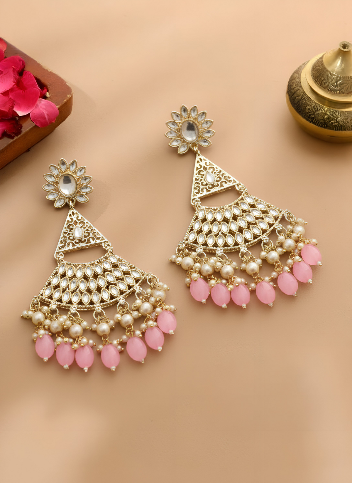 Nargis Pink Bloom Earrings - Pabeena