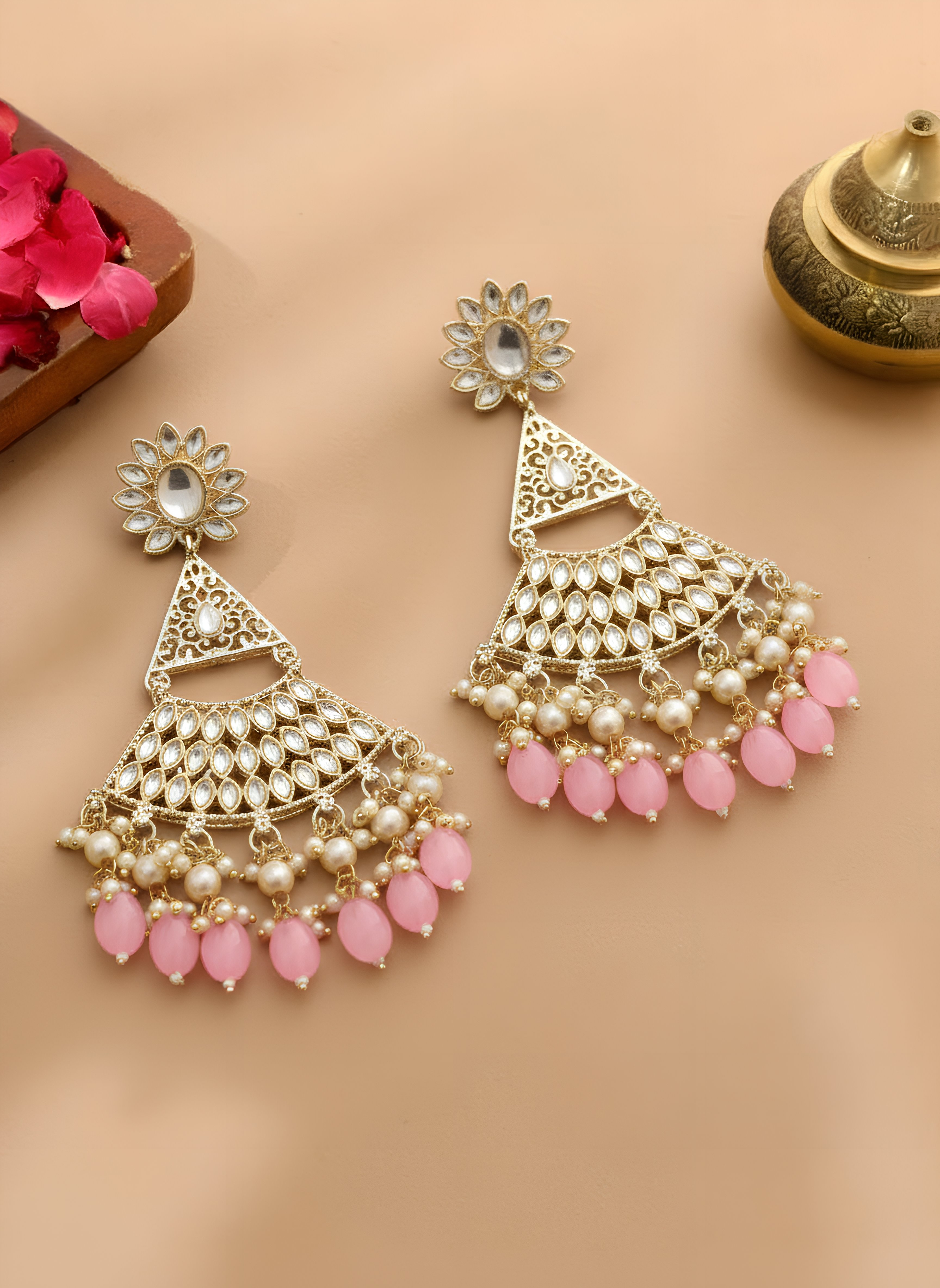Nargis Pink Bloom Earrings - Pabeena