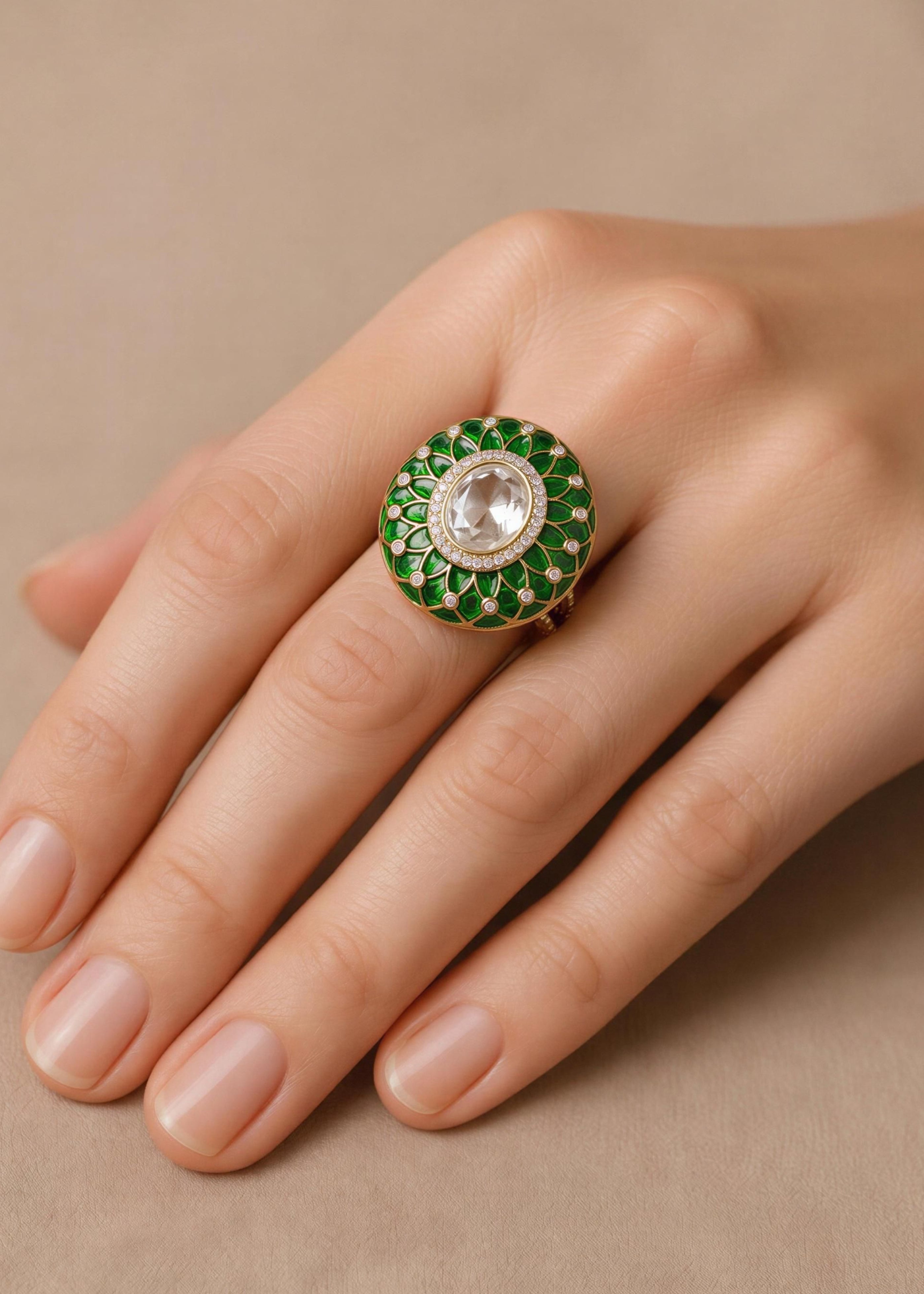 Emerald Noor Statement Ring - Pabeena