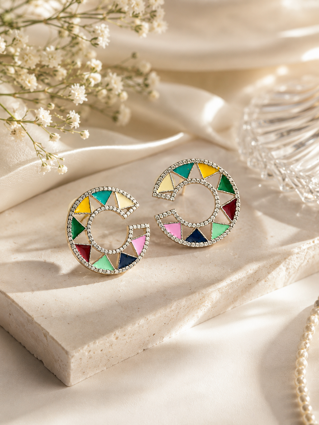 Rangrez Mosaic Stud Earrings – view 3 – Pabeena