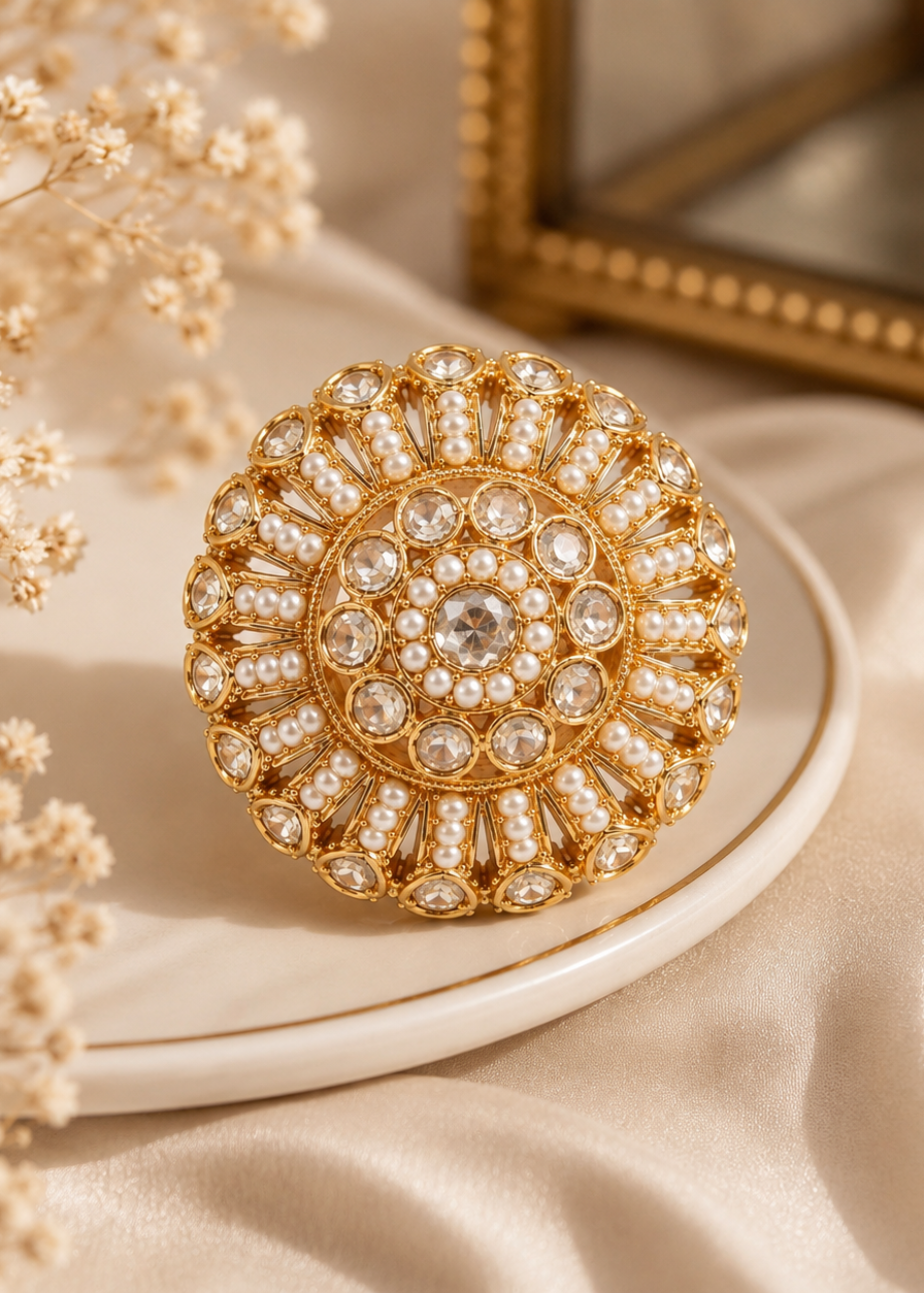 Noor Pearl Kundan Ring - Pabeena