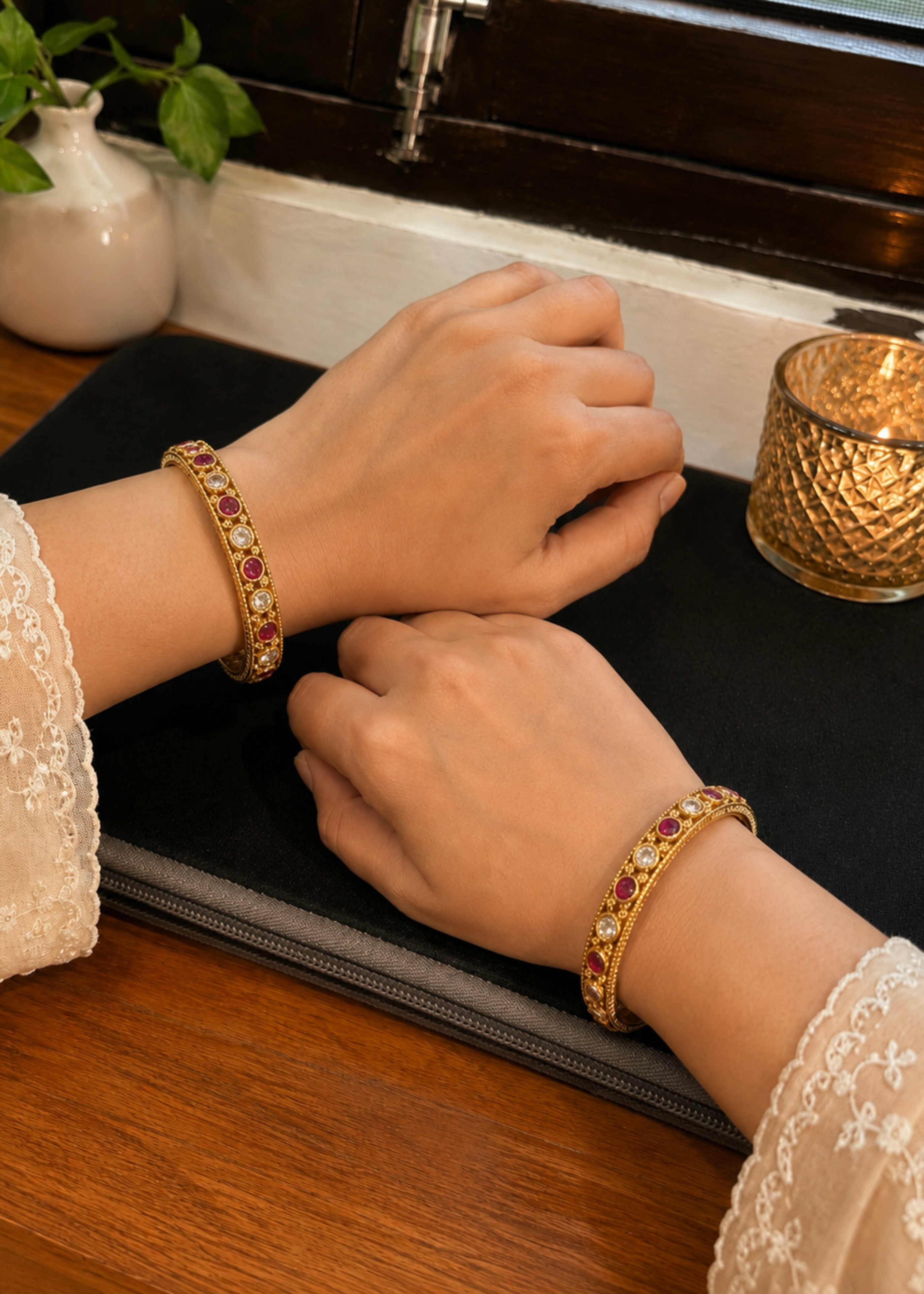 Ruby Radiance Bangles - Pabeena