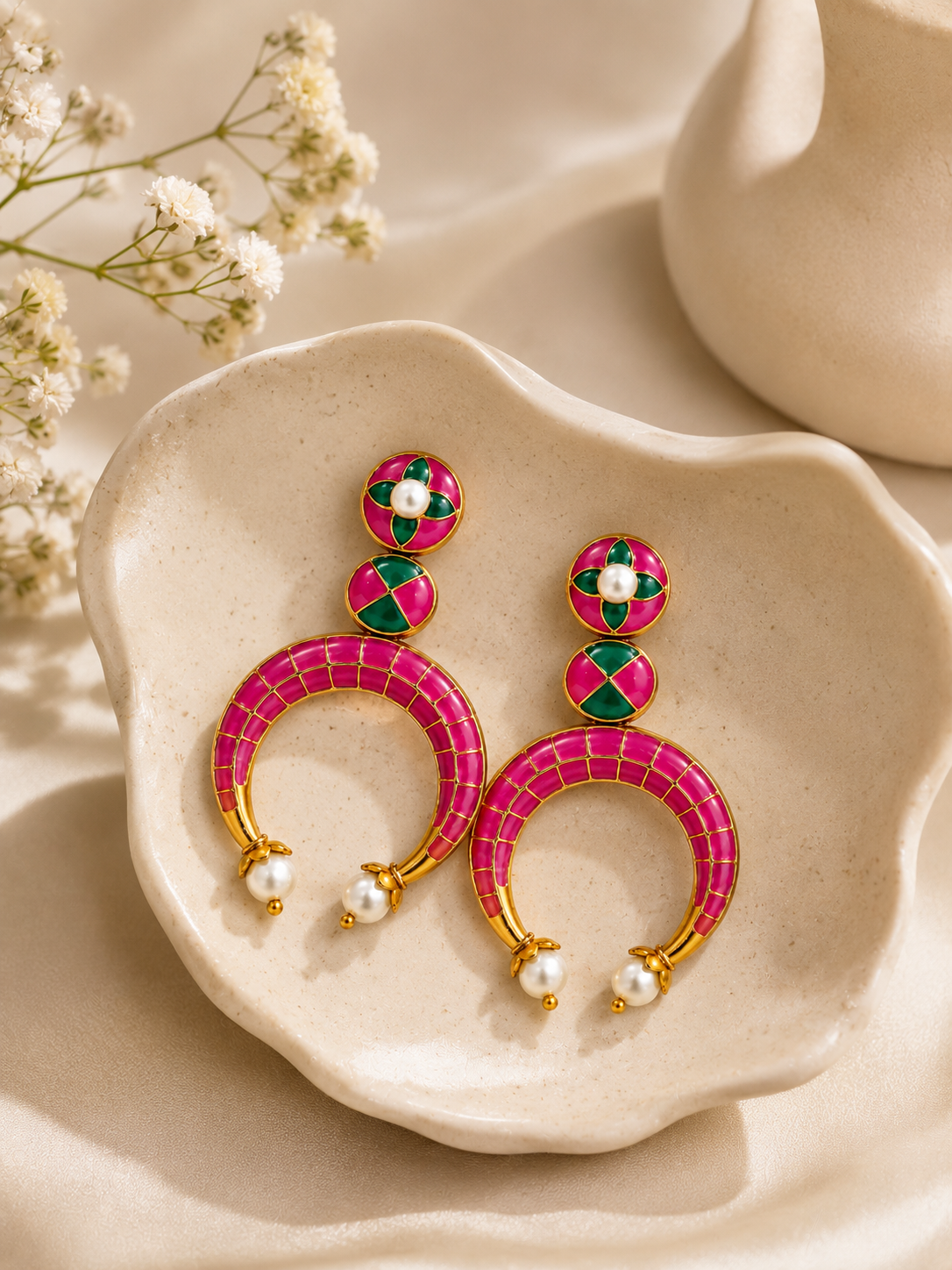 Gulnaar Meenakari Hoop Earrings – view 3 – Pabeena