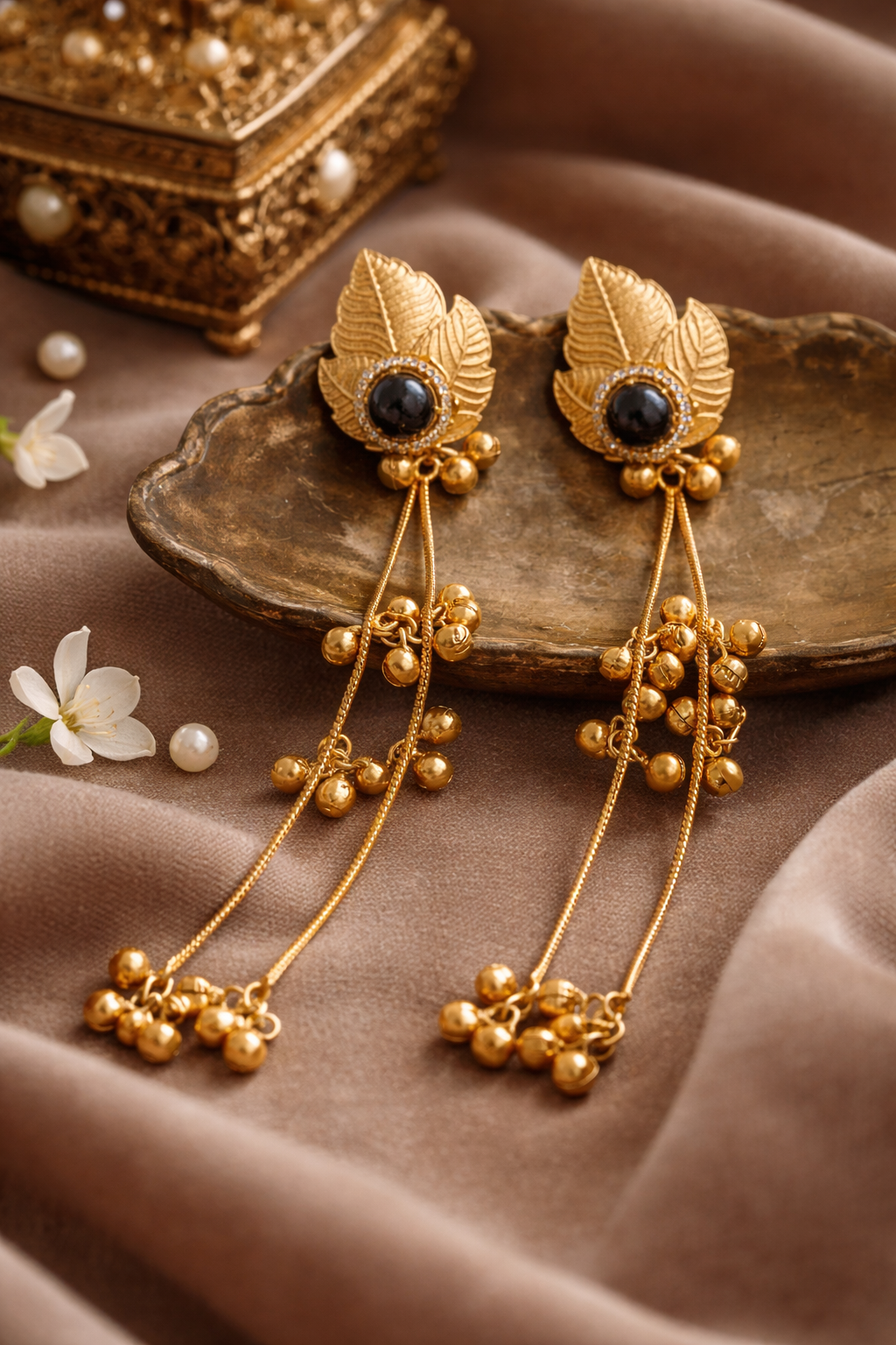 Suvarna Pallav Long Tassel Earrings - Pabeena