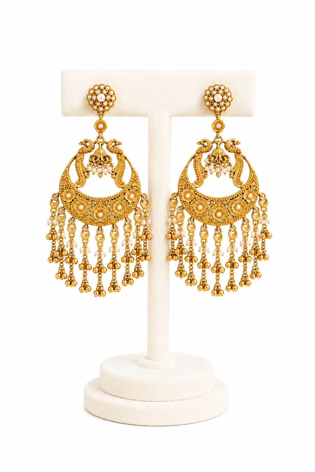 Aaranya Noor Pearl Chandbali Earrings - Pabeena