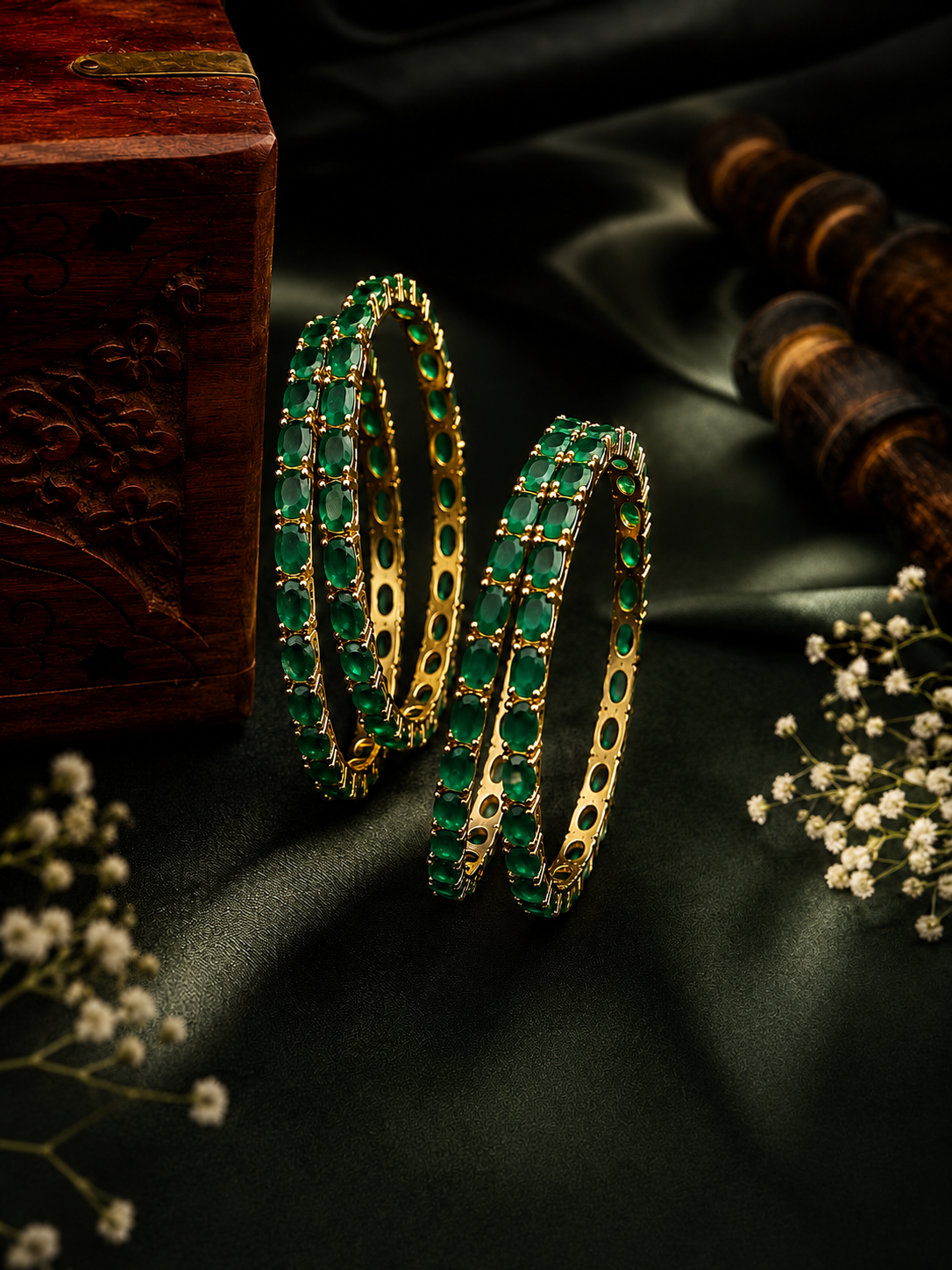 Emerald Royale Tennis Bangles – view 3 – Pabeena