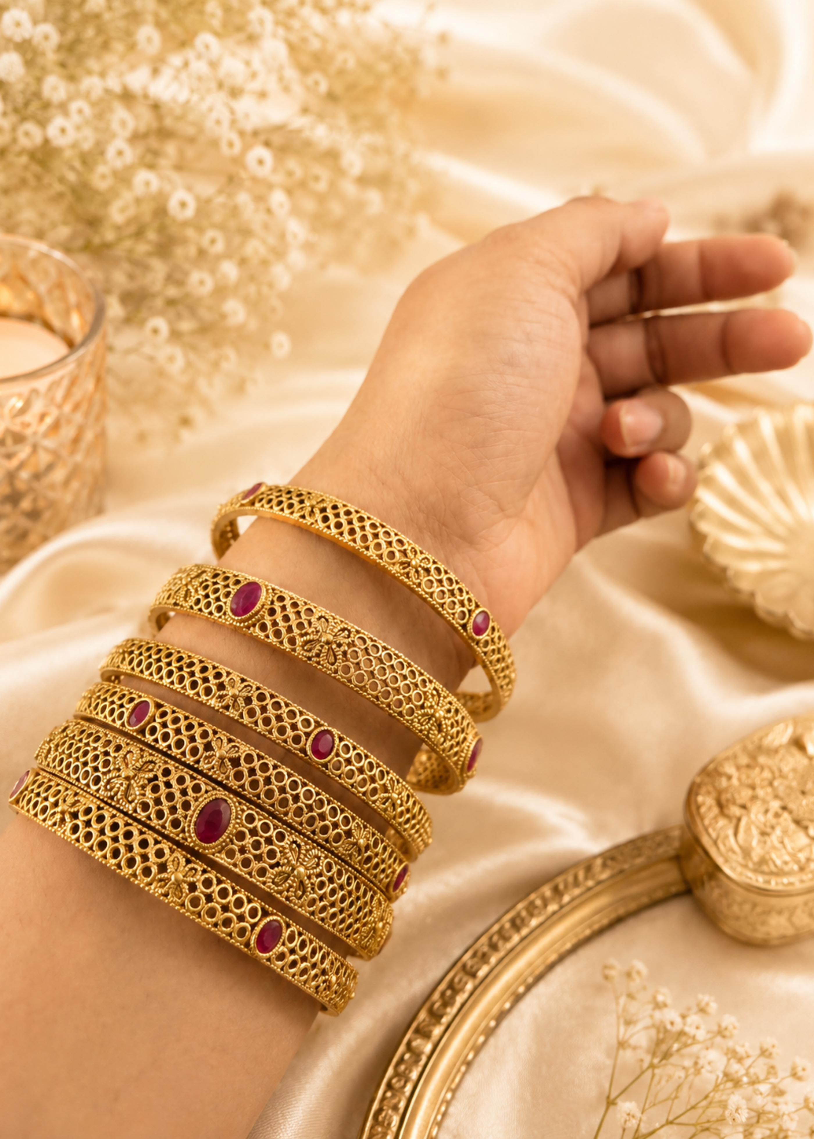 Ruby Heritage Bangles Set - Pabeena