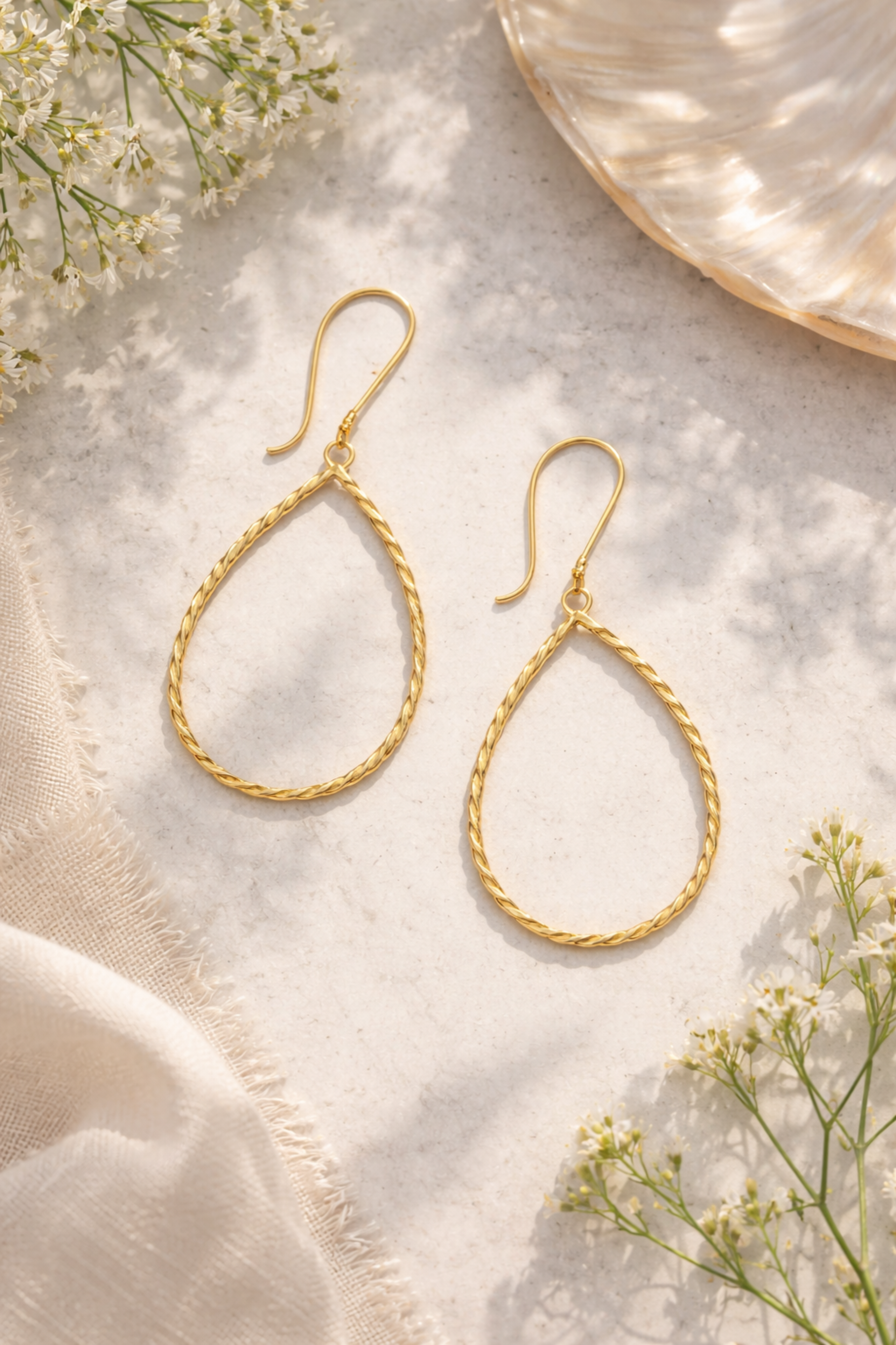 Golden Loop Drop Earrings - Pabeena