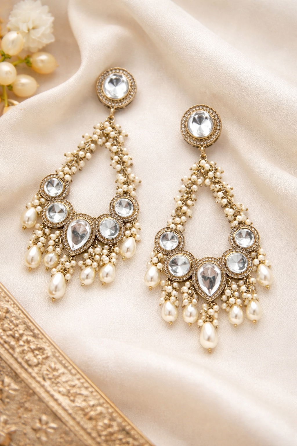 Ivory Noor Polki Pearl Earrings - Pabeena