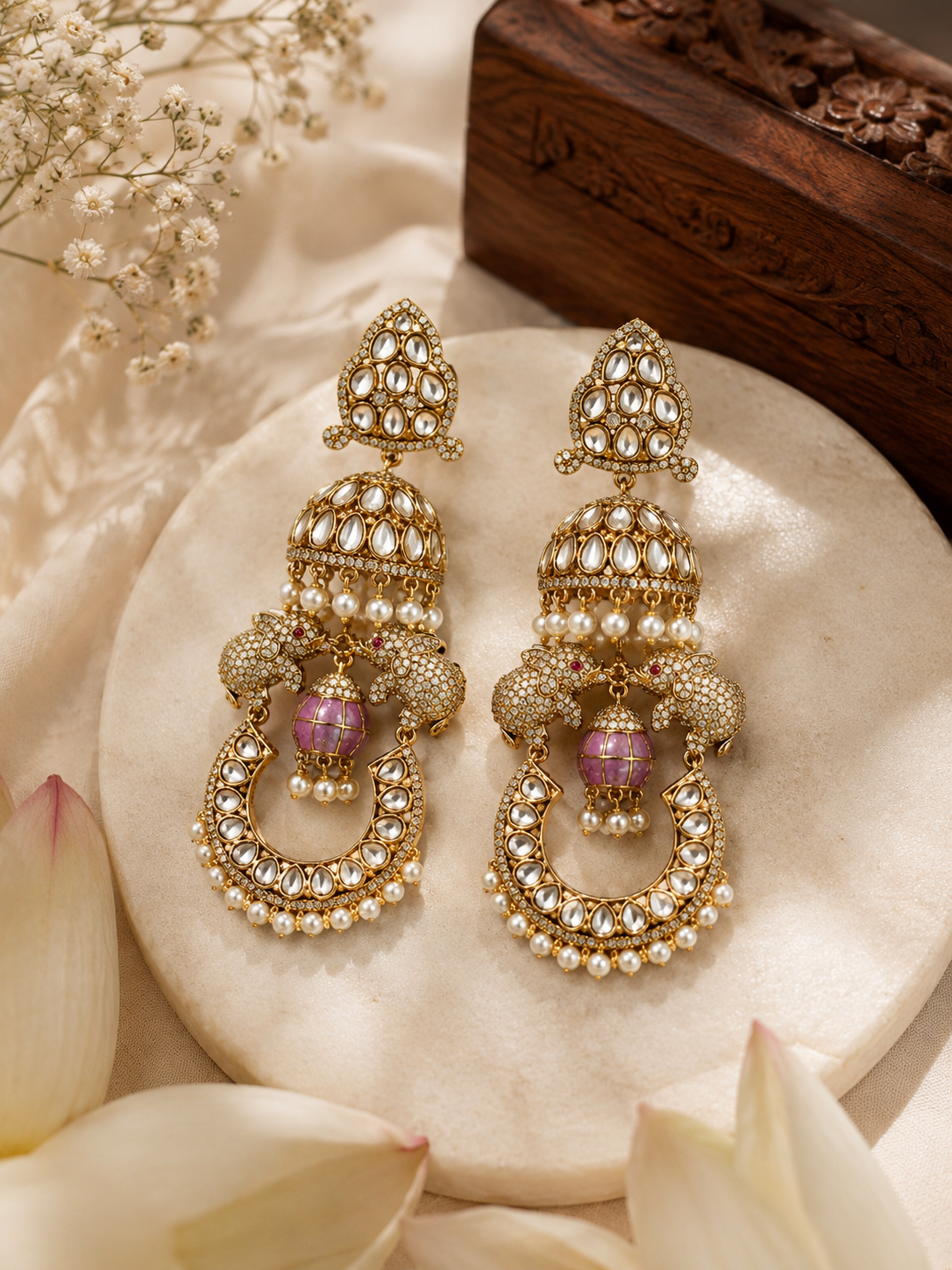 Gajraj Noor Heritage Jhumkas – view 3 – Pabeena