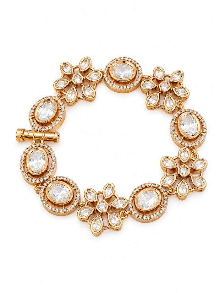 Blossom Royale Crystal Bracelet – Rose Gold Floral Zircon Bracelet