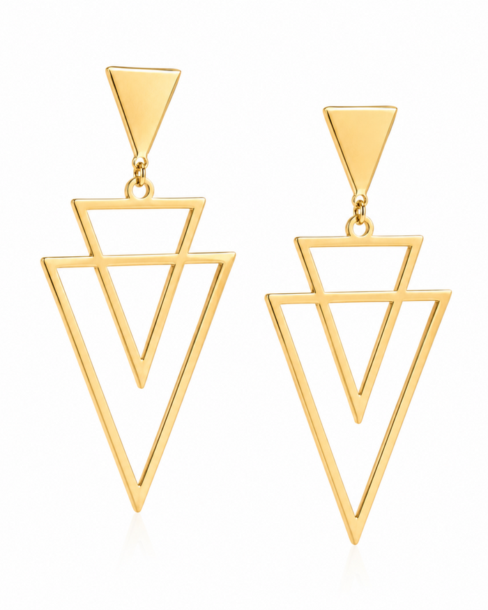 Astra Geo Drop Earrings – Geometric Gold Plated Earrings for Women