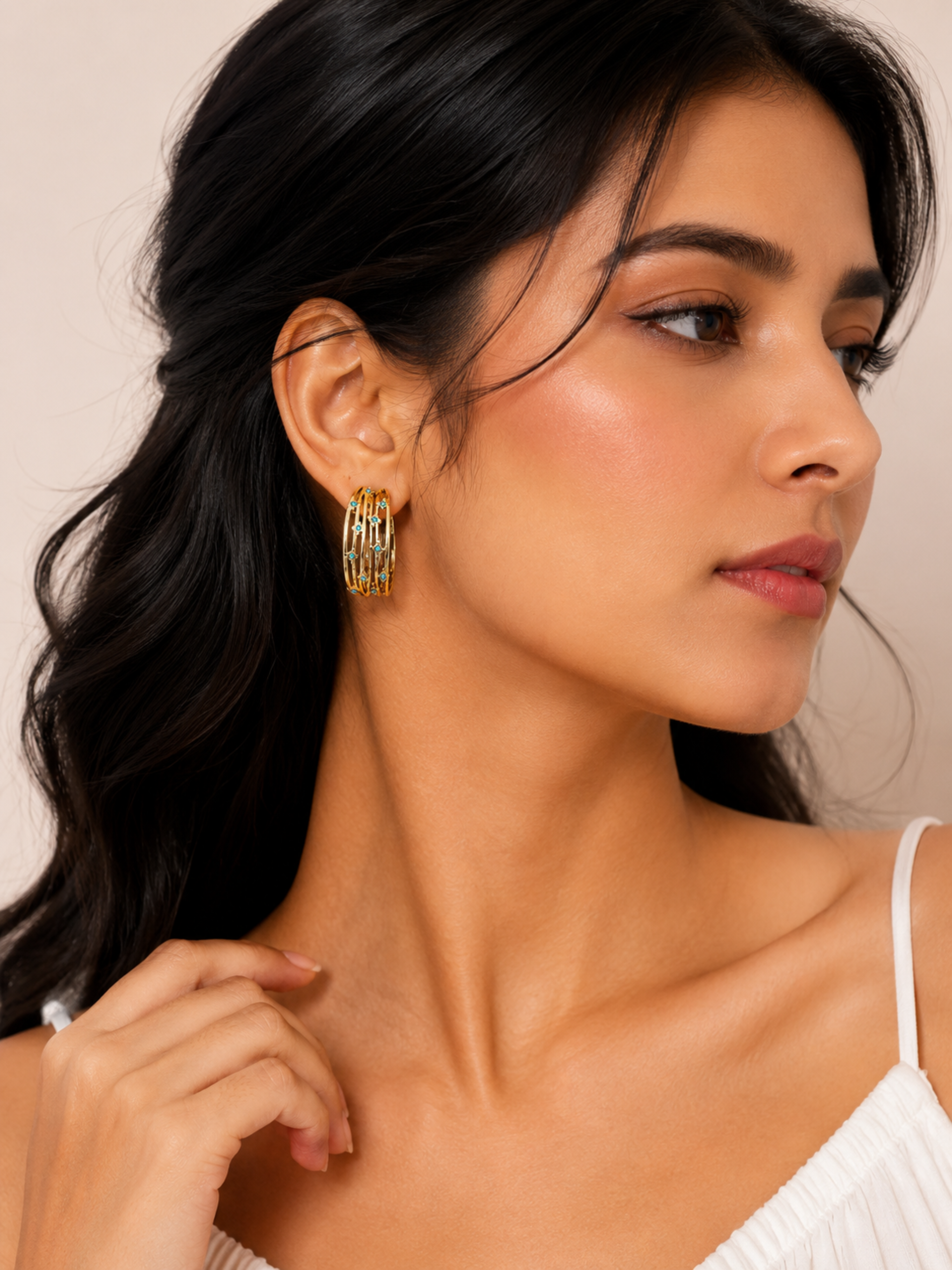 Azure Orbit Hoop Earrings – view 2 – Pabeena