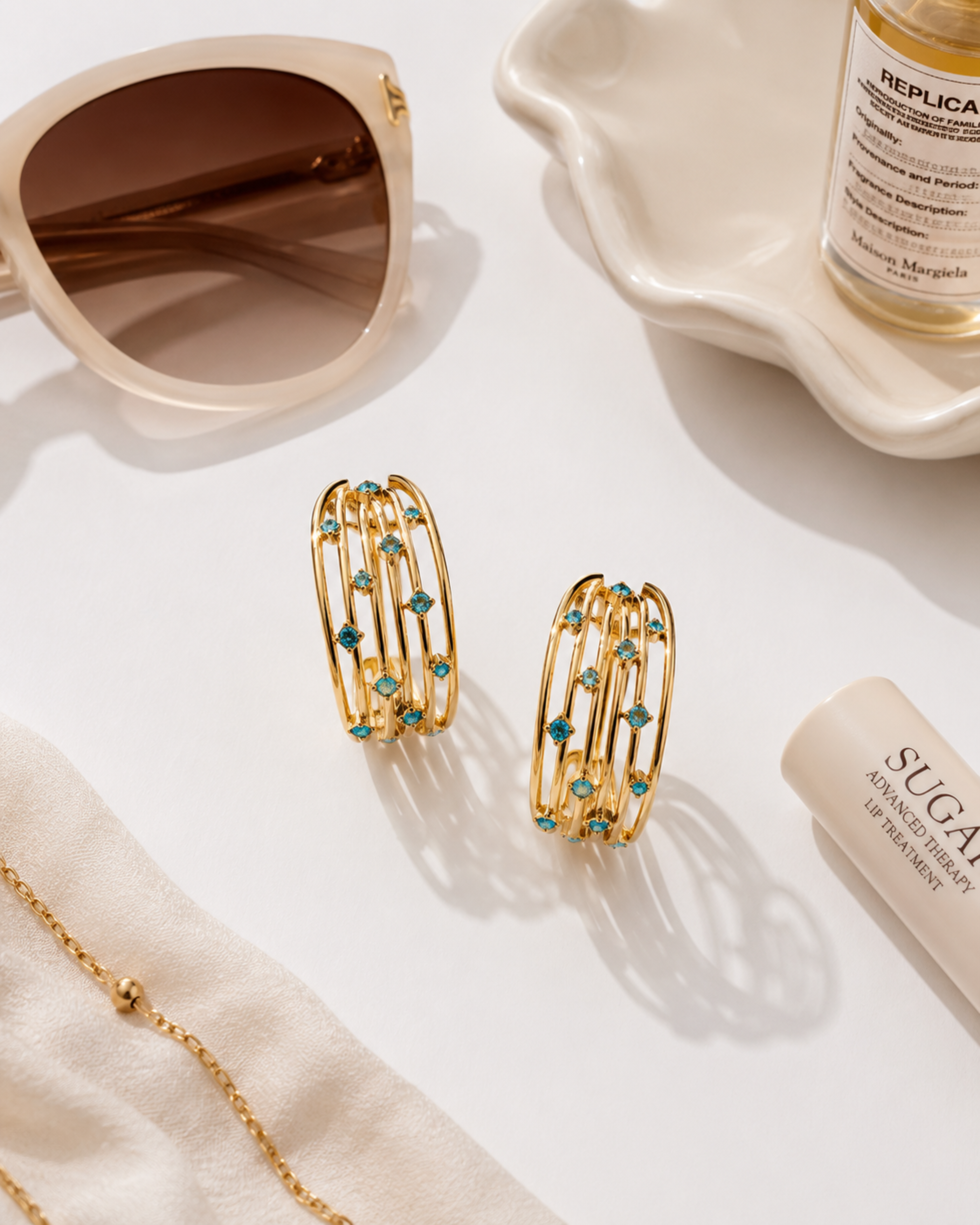 Azure Orbit Hoop Earrings – view 4 – Pabeena