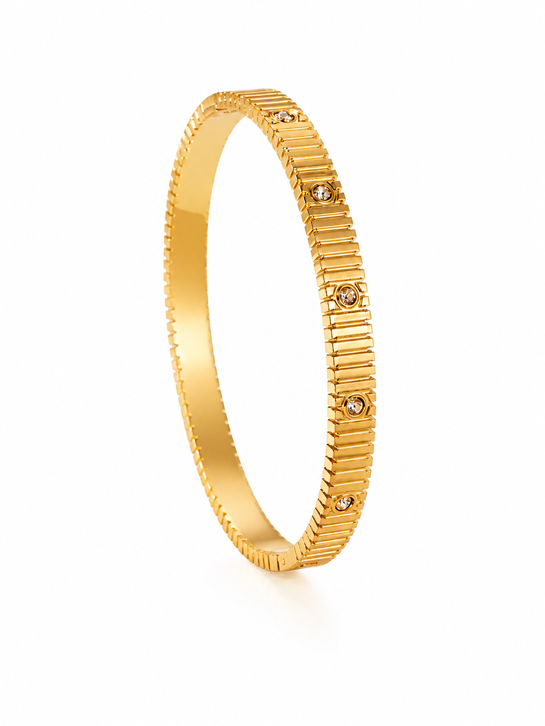 Celeste Ridge Bracelet – Gold Plated Textured Hinged Bracelet – Pabeena