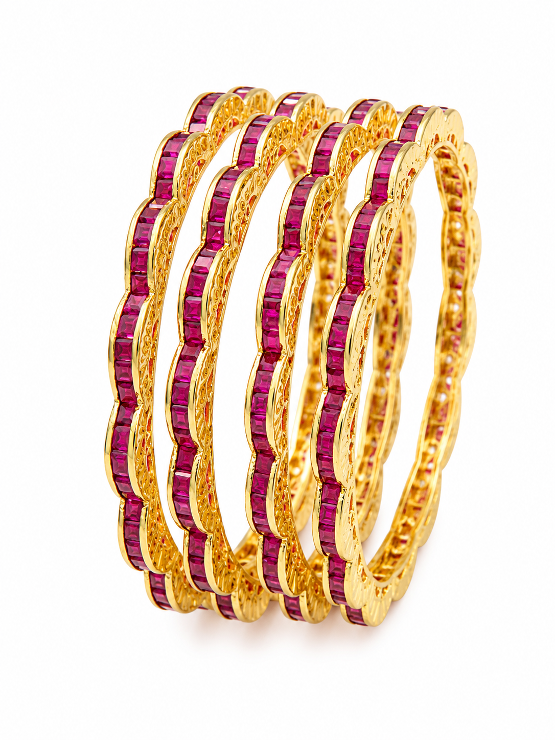 Ruby Royale Scallop Bangles – view 3 – Pabeena