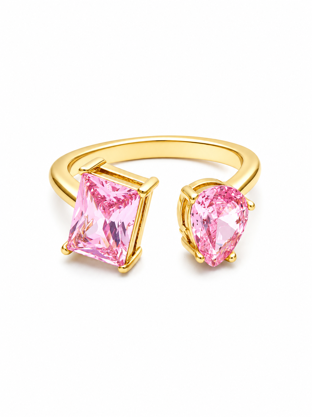 Blush Duo Ring – Pink Stone Gold Plated Ring for Women – Pabeena