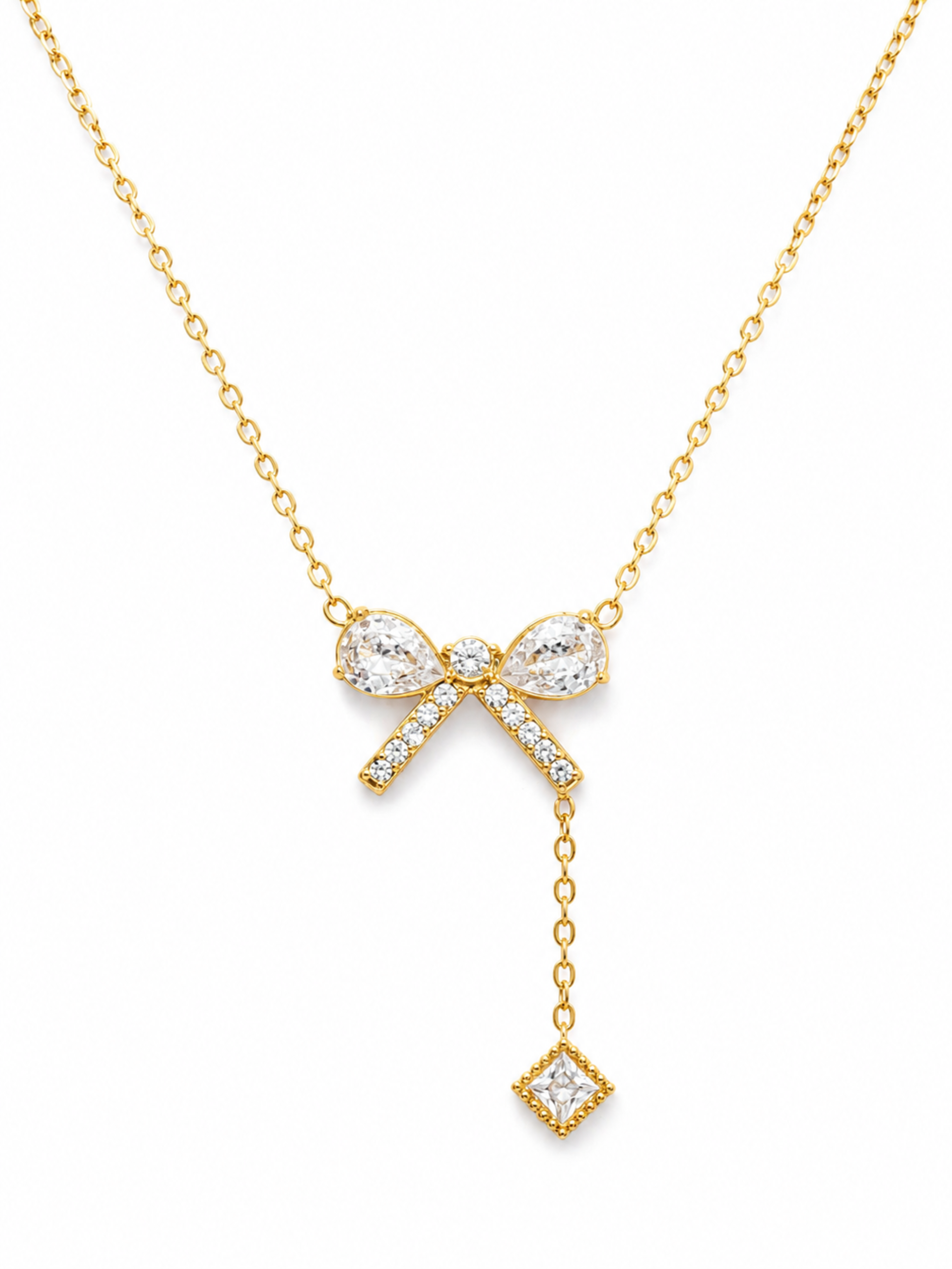 Bowelle Bow Drop Necklace – Gold Plated Pendant Necklace for Women – Pabeena