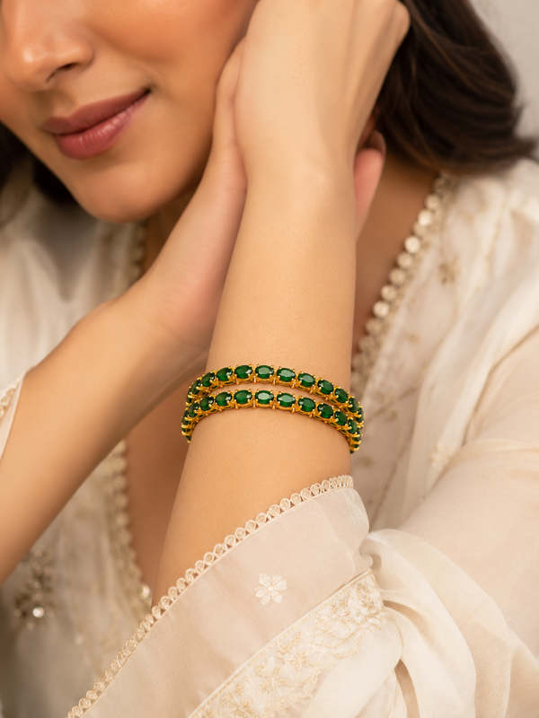 Emerald Royale Tennis Bangles – view 2 – Pabeena