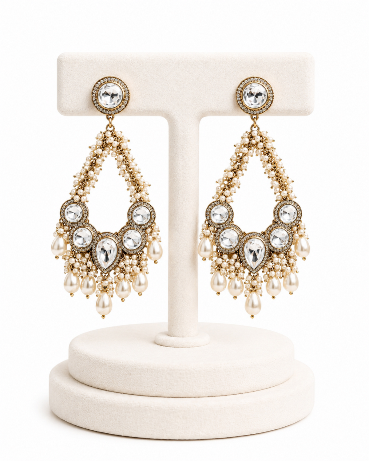 Ivory Noor Polki Pearl Earrings - Pabeena