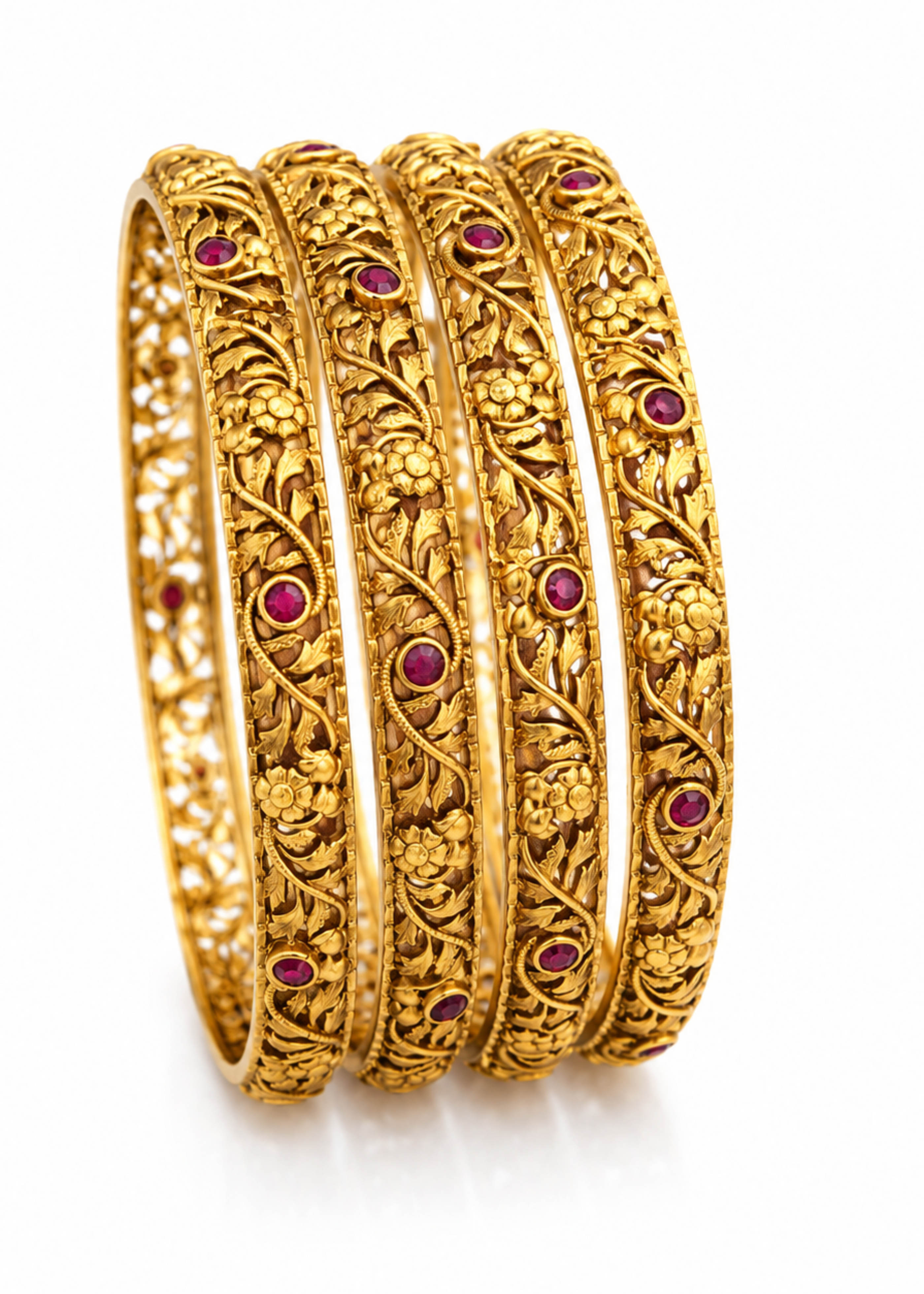 Gulnaar Ruby Floral Bangles - Pabeena