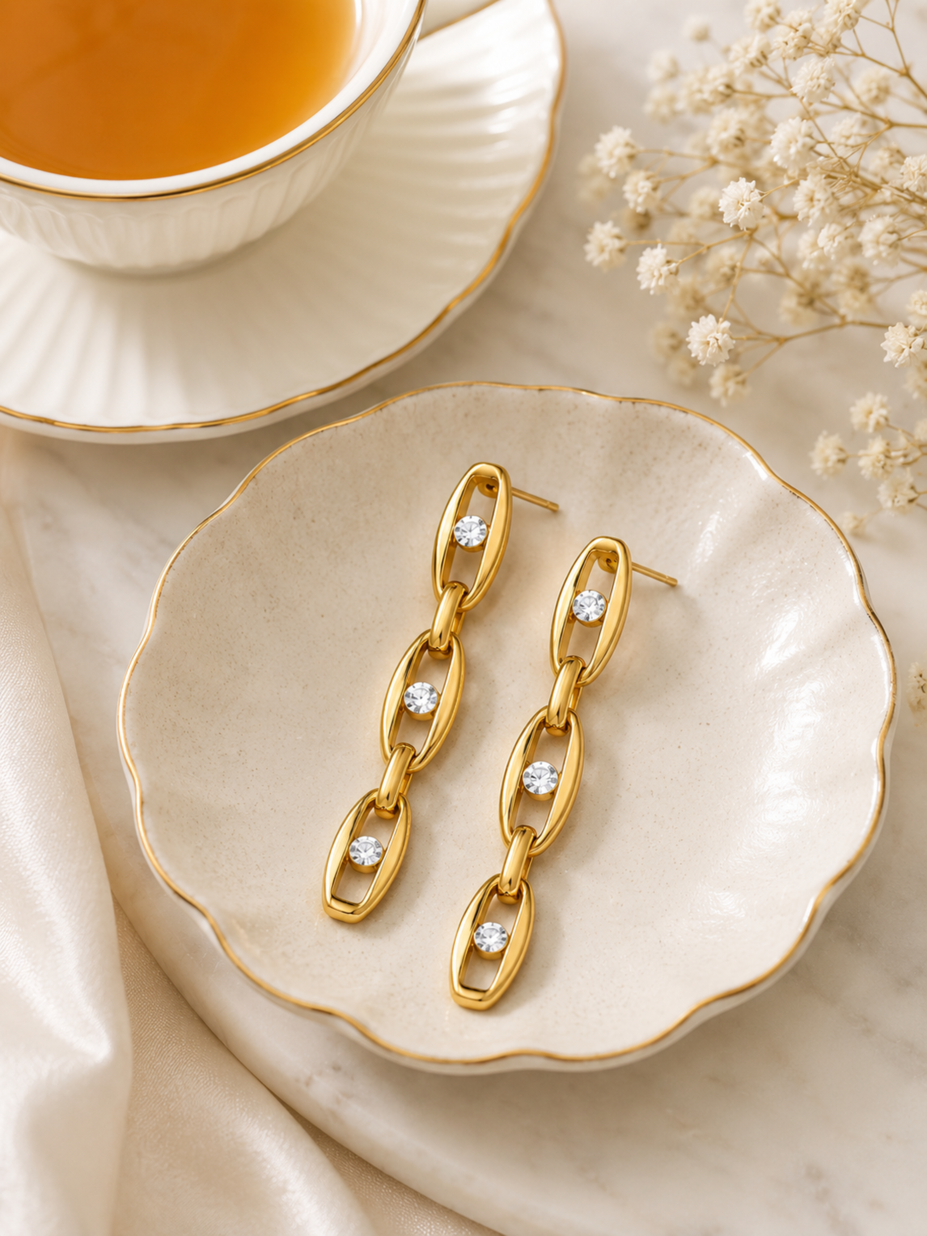 Celeste Link Drop Earrings – view 3 – Pabeena
