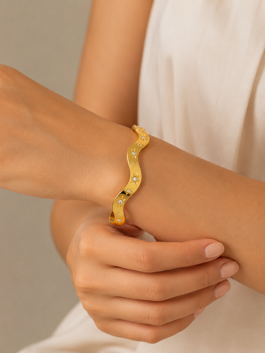 Celeste Wave Cuff Bracelet – view 2 – Pabeena