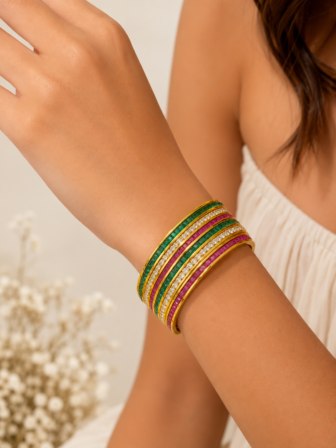 Navrang Luxe Slim Bangle Stack – view 2 – Pabeena