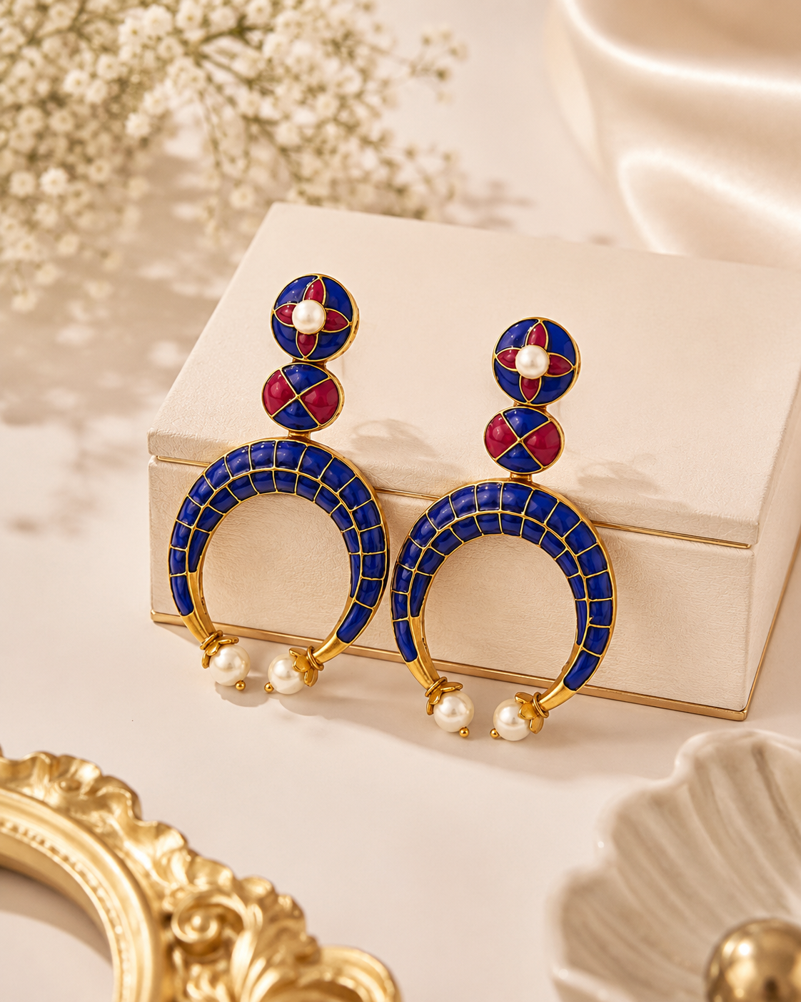 Noor Azure Crescent Earrings – view 3 – Pabeena
