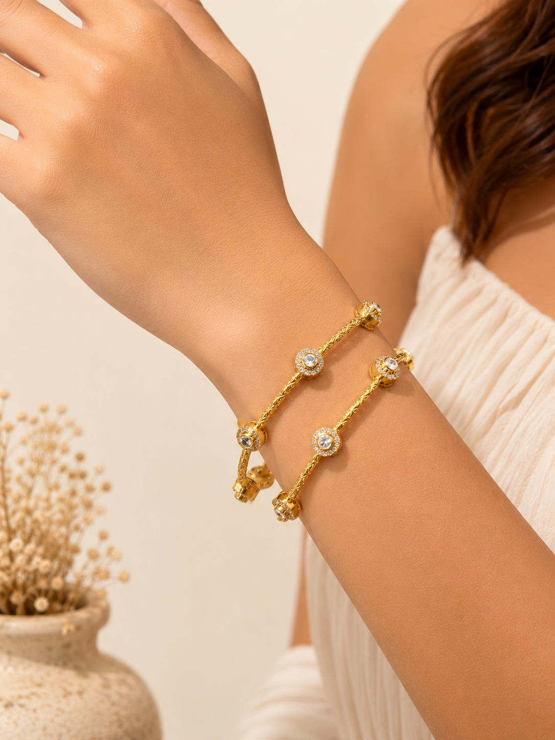 Celeste Halo Crystal Bangles – view 2 – Pabeena