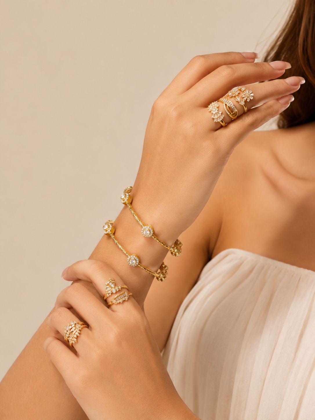 Celeste Halo Crystal Bangles – view 3 – Pabeena