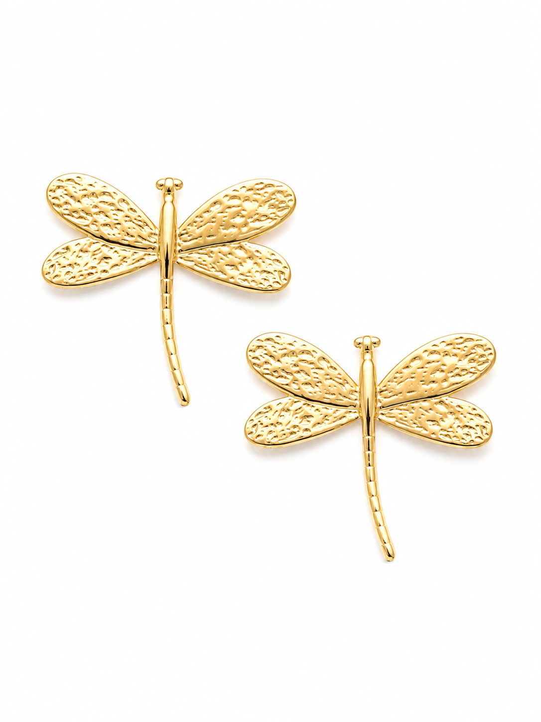 Auréa Dragonfly Stud Earrings – Gold Plated Textured Studs – Pabeena