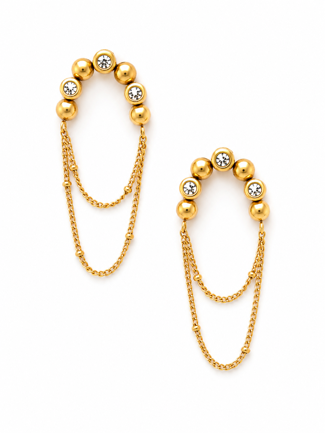Dual Chain Cascade Earrings – Gold Plated Tassel Drop Earrings – Pabeena