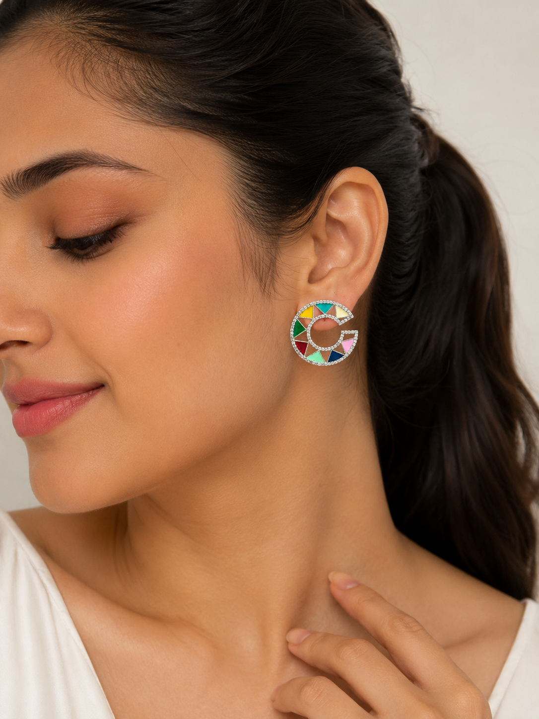 Rangrez Mosaic Stud Earrings – view 2 – Pabeena
