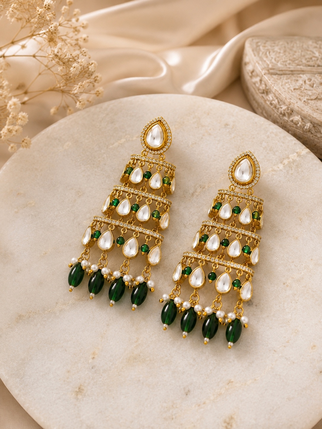 Emerald Noor Cascade Chandeliers – view 3 – Pabeena