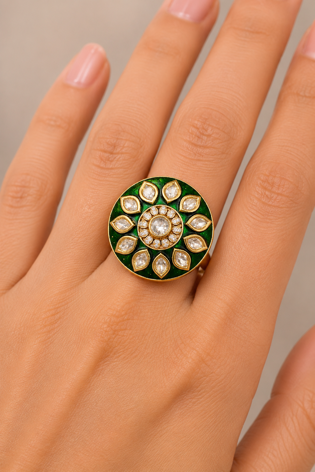 Emerald Noor Moissanite Statement Ring - Pabeena