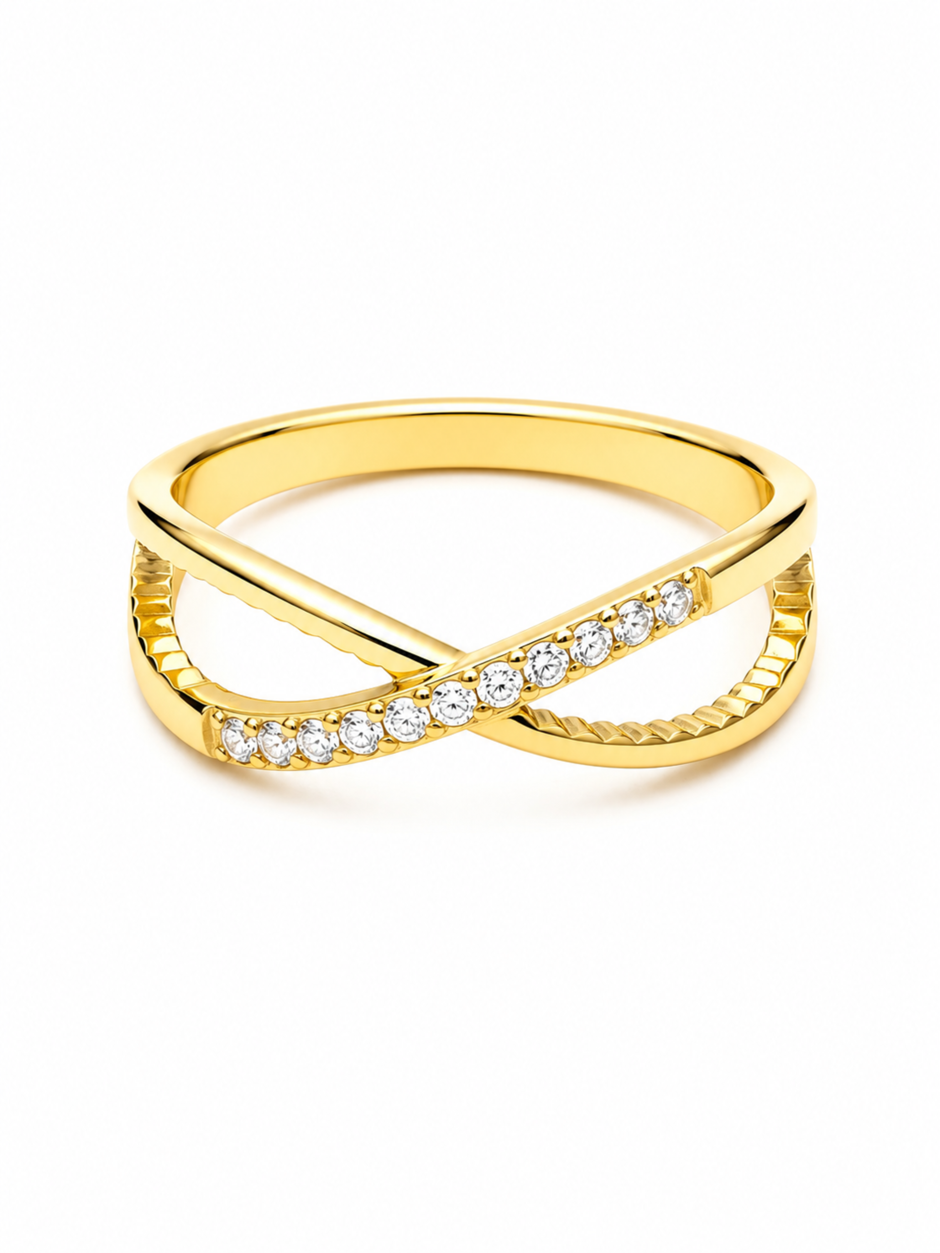 Eternity Stone Ring – Gold Plated Geometric Stone Ring, Size 7 – Pabeena