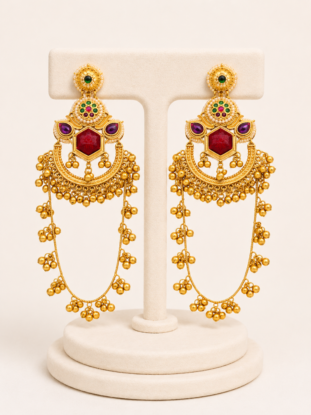 Rajwada Rangrez Chandbali Tassel Earrings - Pabeena
