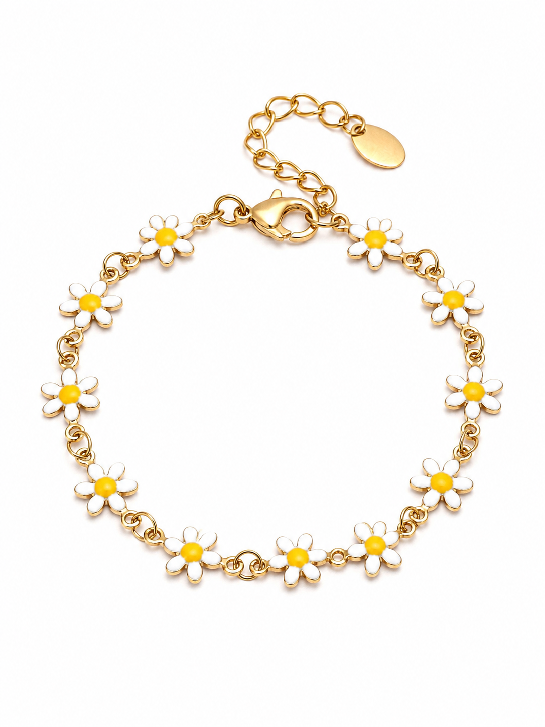 Floral Charm Bracelet – Gold Plated Floral Chain Bracelet for Women – Pabeena