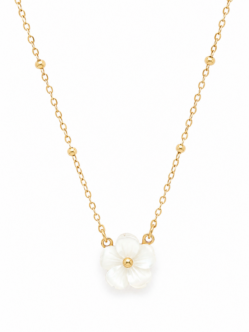 Floral Charm Necklace & Earrings Set – Gold Plated Shell Floral Jewellery
