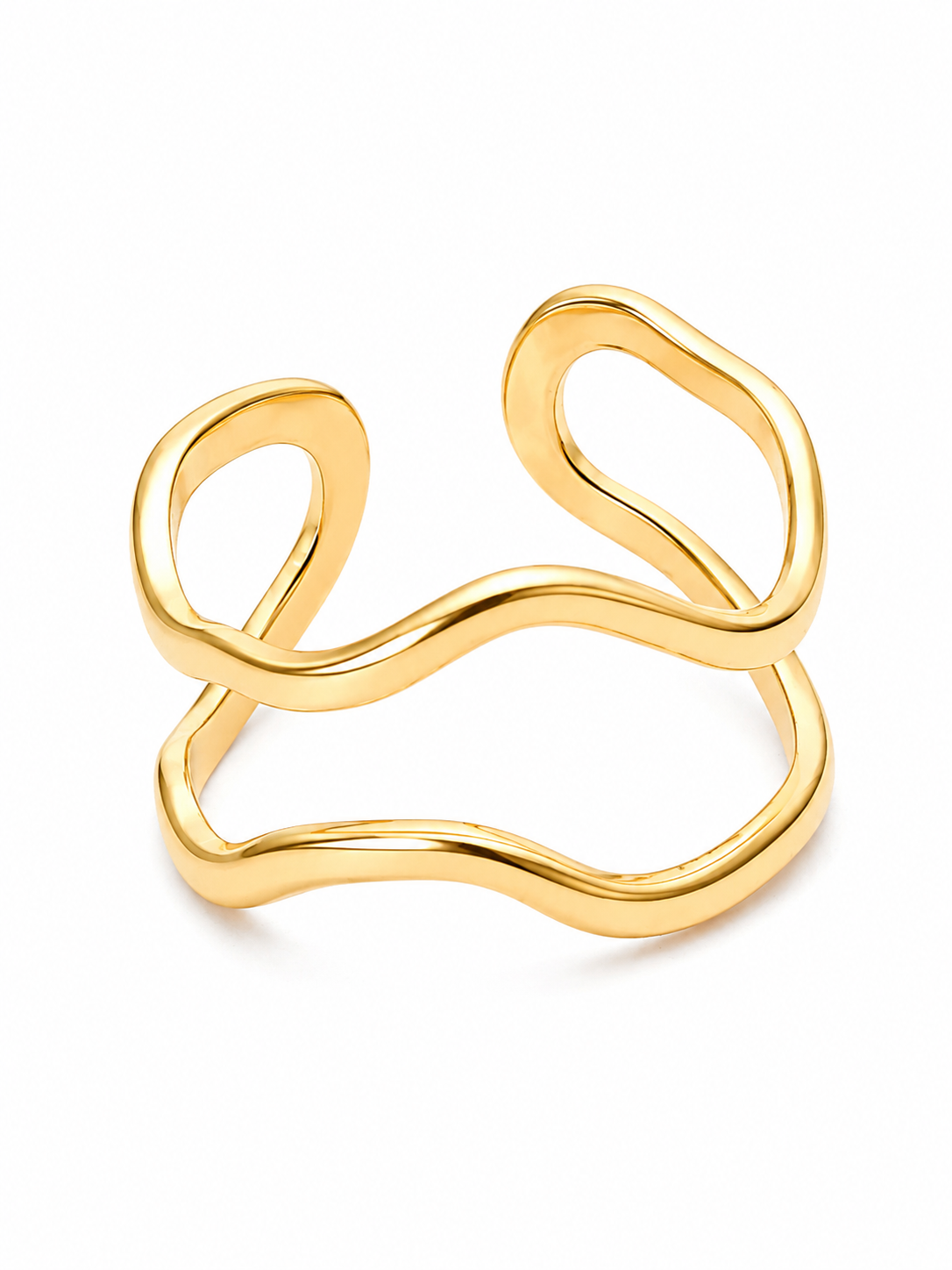Fluid Form Ring – Gold Plated Minimal Sculptural Ring for Women – Pabeena