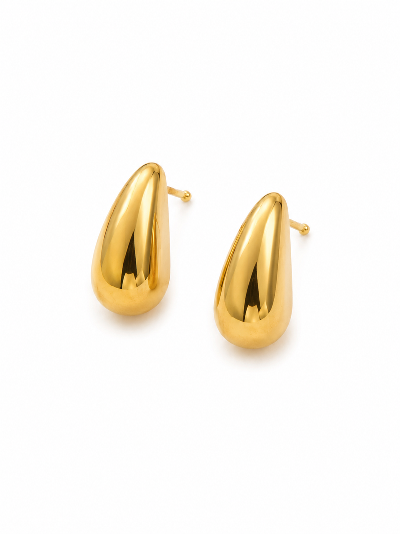Gleam Drop Stud Earrings – Gold Plated Teardrop Studs for Women