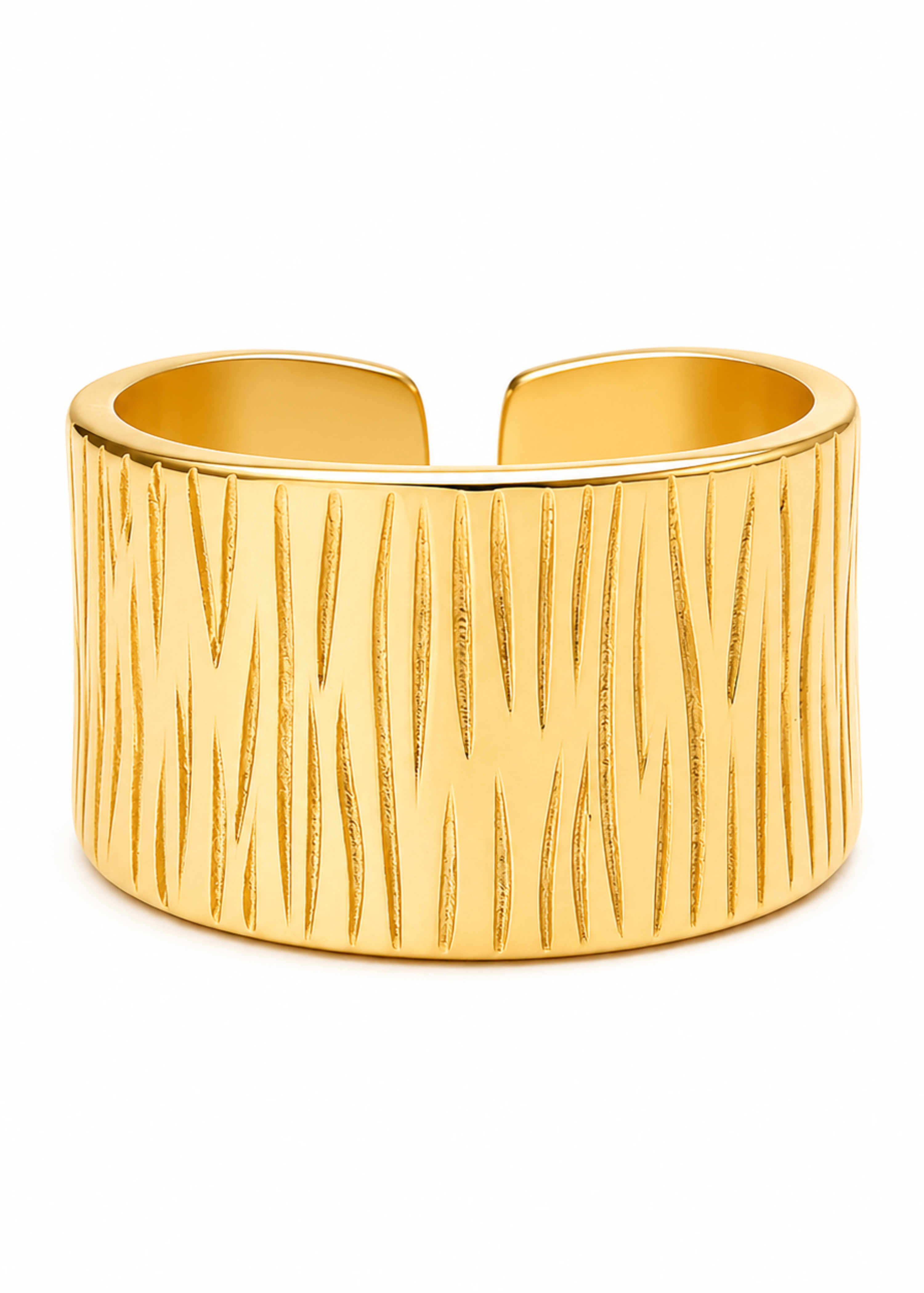 Gilded Ridge Ring – Gold Plated Textured Band Ring for Women – Pabeena