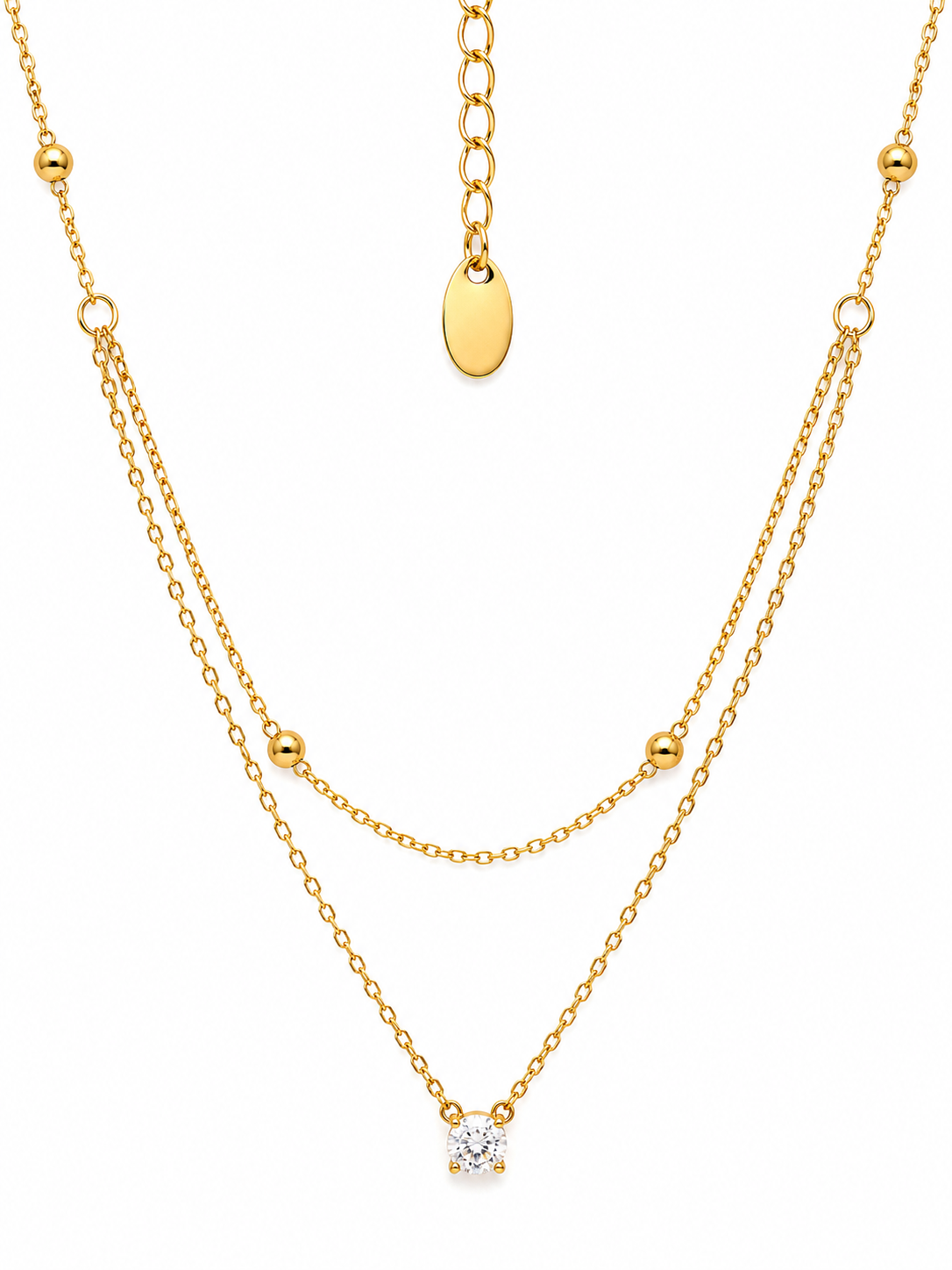 Glint Layered Necklace – Gold Plated Double Layer Chain for Women – Pabeena