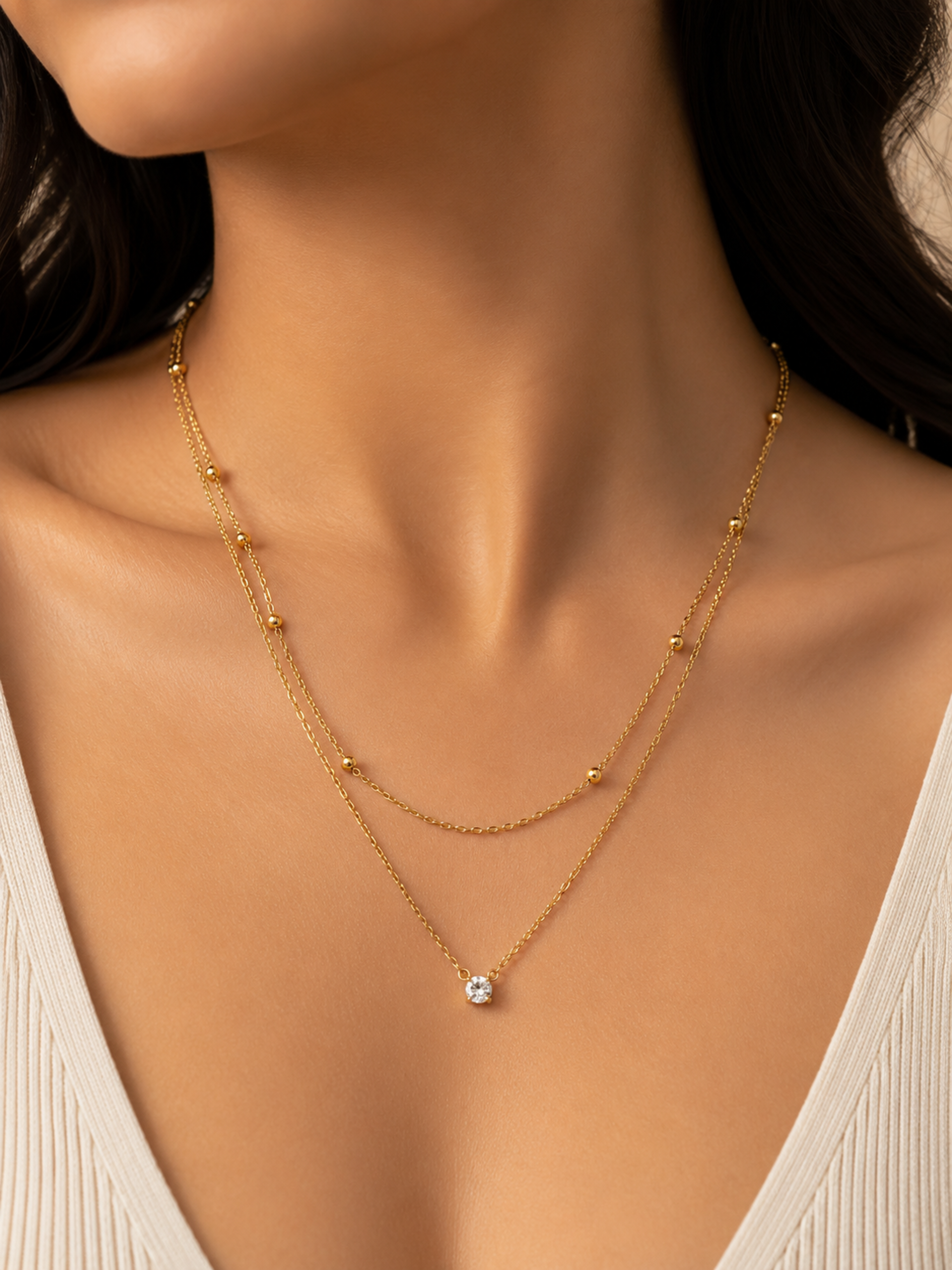 Glint Layered Necklace – view 3 – Pabeena