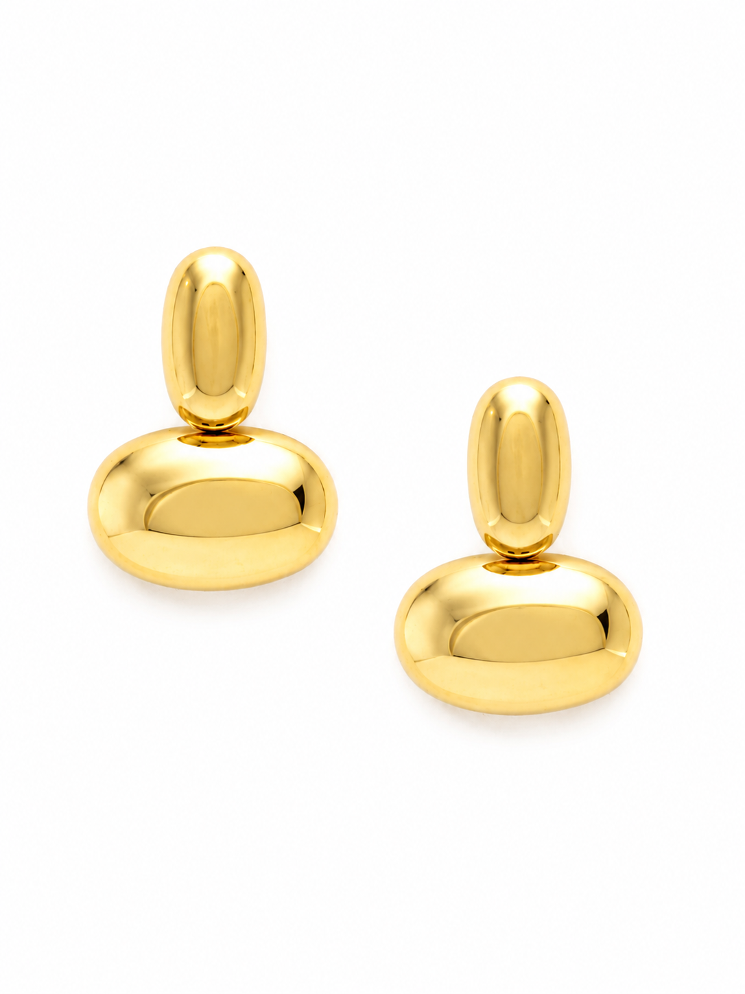 Golden Pebble Stud Earrings – Gold Plated Statement Studs for Women – Pabeena