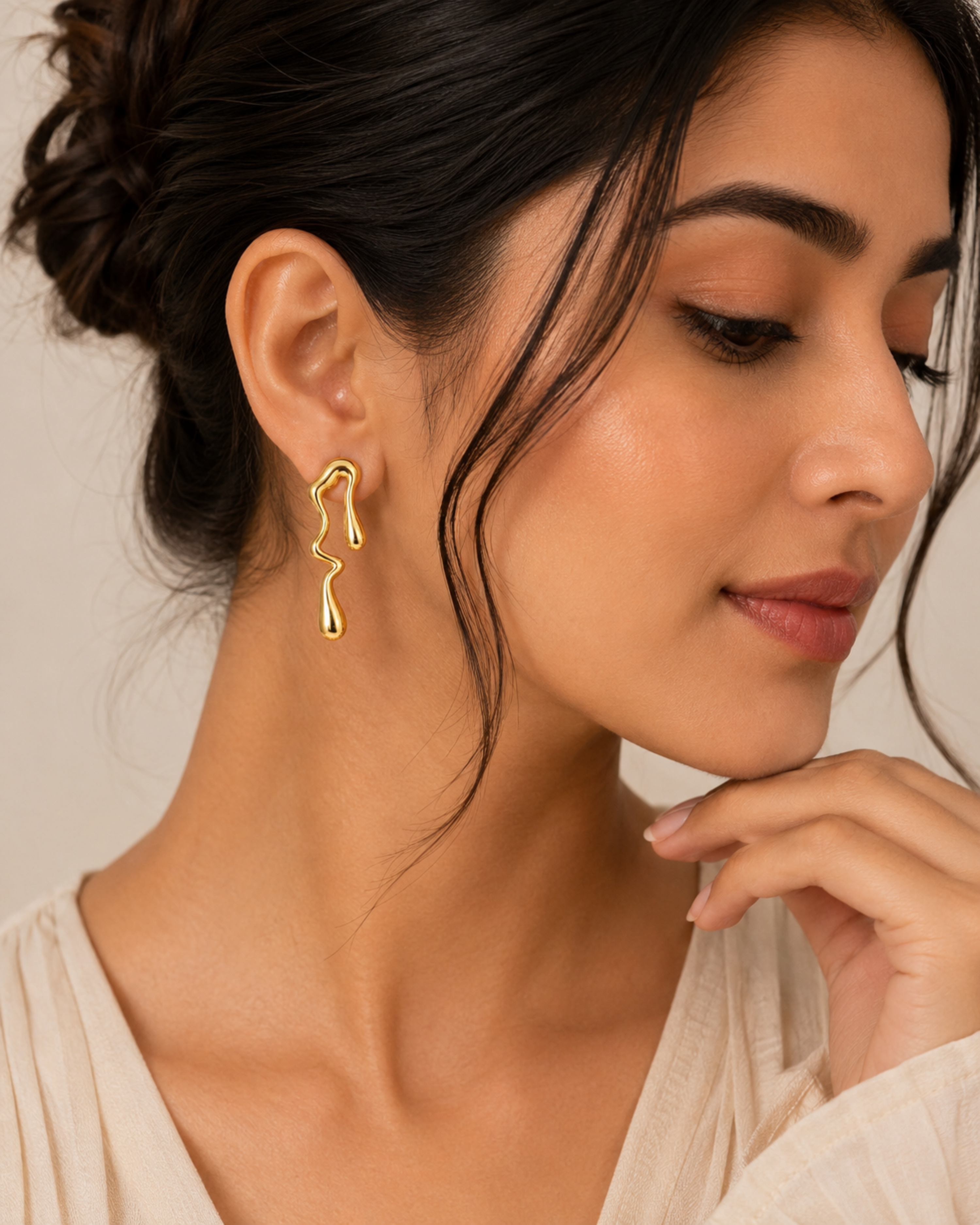 Golden Drift Drop Earrings – view 3 – Pabeena